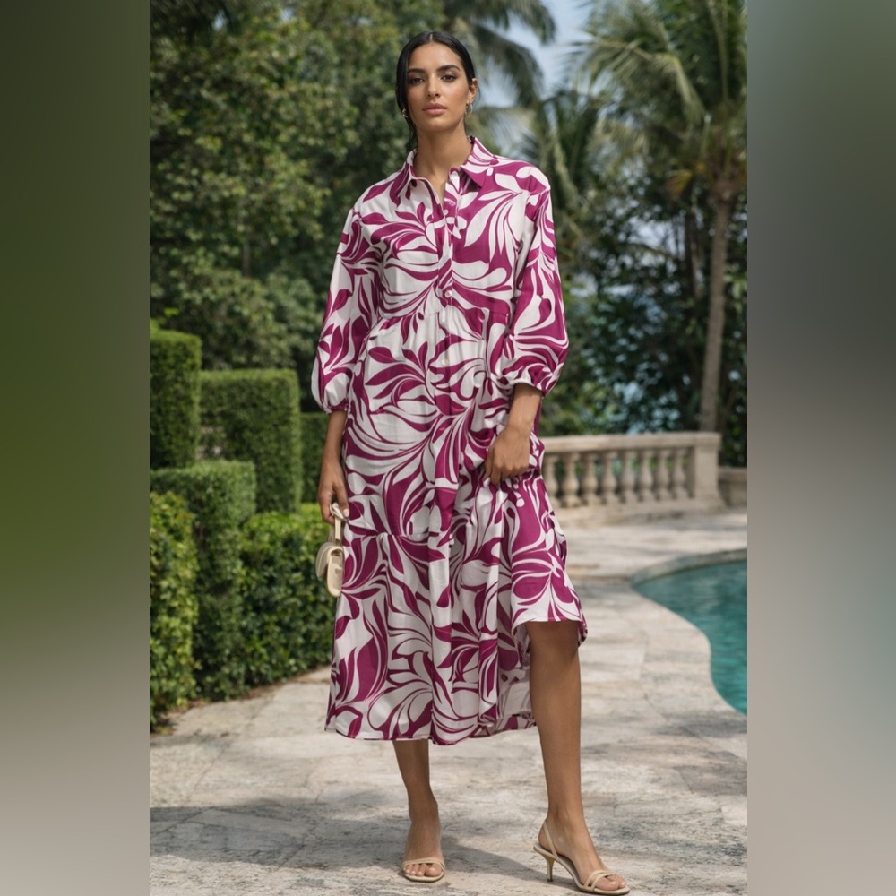 Anthropologie‎ Maeve The Bettina Tiered Midi Shirt Dress